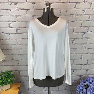 Lands' End Off-White Long Sleeve Tee Shirt Sz. XL